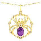 Amethyst Spider Pendant With White Topaz 1.2 Carats Gold Plated Silver