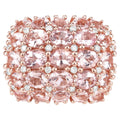 Morganite Ring With Diamonds 5.38 Carats Gold Plated Silver