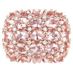 Morganite Ring With Diamonds 5.38 Carats Gold Plated Silver