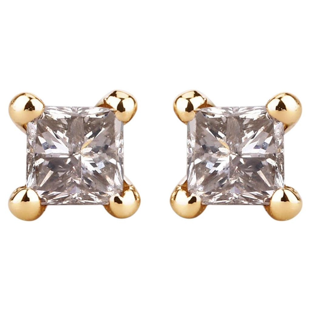 Champagne Diamond Stud Earrings 0.3 Carats 14K Yellow Gold