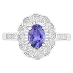 Tanzanite Ring With White Sapphire 0.92 Carats Sterling Silver