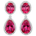 Hot Pink Topaz Earrings Diamond Setting 11.35 Carats Total