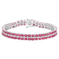 Ruby Tennis Bracelet With White Topaz 20 Carats Sterling Silver