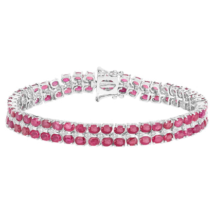 Ruby Tennis Bracelet With White Topaz 20 Carats Sterling Silver