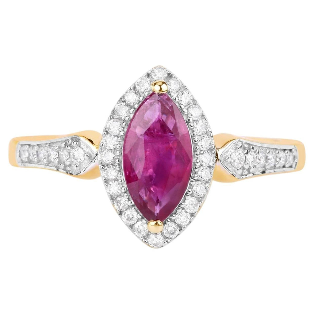 Ruby Ring With Diamonds 0.94 Carats 14K Yellow Gold