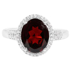 Garnet Ring With White Zircon 3.62 Carats Sterling Silver