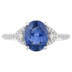 Blue Sapphire Ring With Diamonds 2.52 Carats 18K White Gold