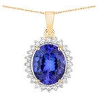 Tanzanite Pendant With Diamonds 4.64 Carats 14K Yellow Gold