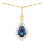 Blue Sapphire Pendant With Diamonds 0.46 Carats 14K Yellow Gold