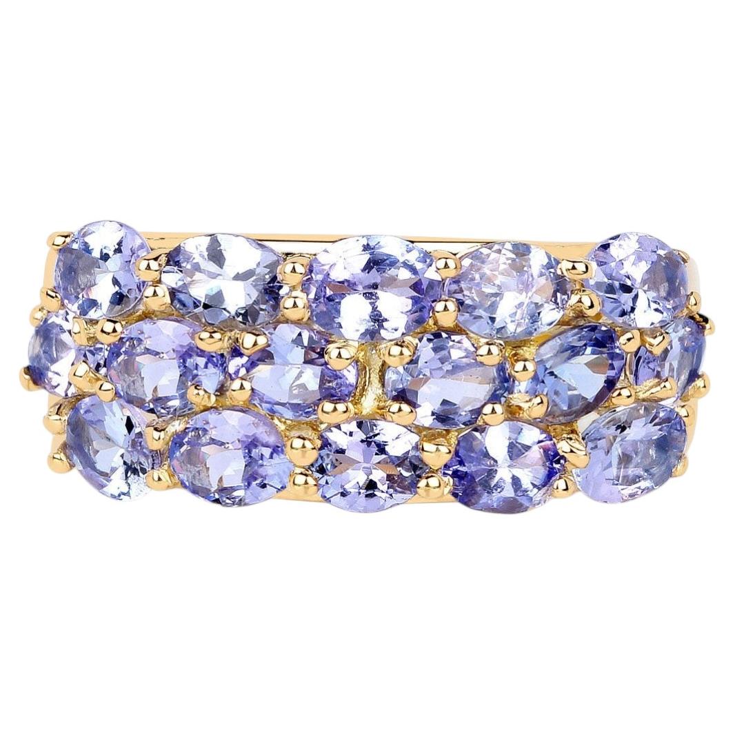 Tanzanite Ring 2.7 Carats Gold Plated Silver