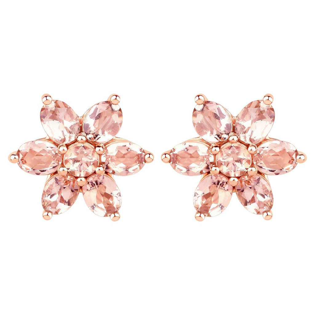 Morganite Stud Earrings 1.94 Carats 10K Rose Gold