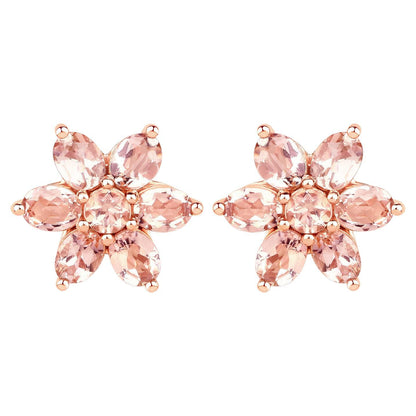 Morganite Stud Earrings 1.94 Carats 10K Rose Gold
