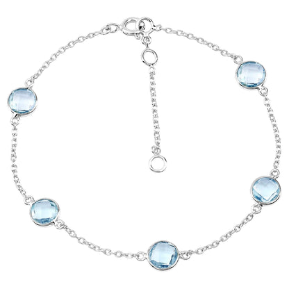Blue Topaz Bracelet 4.98 Carats Sterling Silver