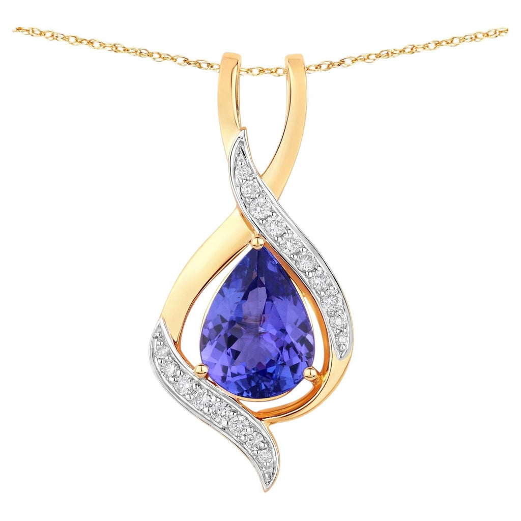 Tanzanite Pendant With Diamonds 2.7 Carats 14K Yellow Gold