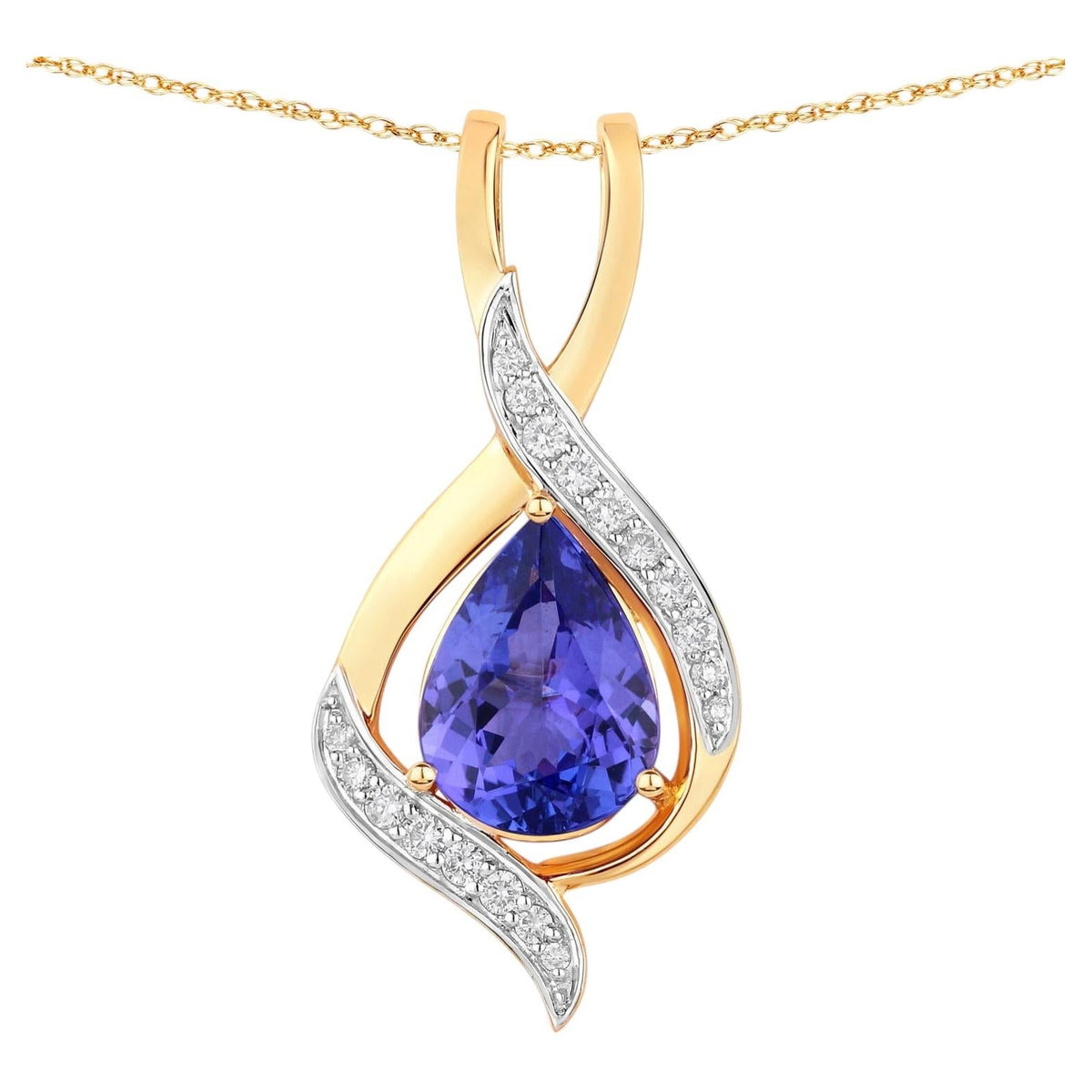 Tanzanite Pendant With Diamonds 2.7 Carats 14K Yellow Gold