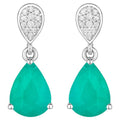 Zambian Emerald Dangle Earrings Diamonds 2.26 Carats 10K White Gold