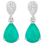 Zambian Emerald Dangle Earrings Diamonds 2.26 Carats 10K White Gold