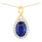 Blue Sapphire Pendant With Diamonds 1.84 Carats 18K Yellow Gold