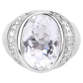 Crystal Quartz Ring With Diamonds 5.34 Carats Sterling Silver
