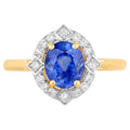 Blue Sapphire Ring With Diamonds 2.12 Carats 18K Yellow Gold