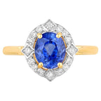 Blue Sapphire Ring With Diamonds 2.12 Carats 18K Yellow Gold