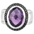 Amethyst Ring With Black Spinel 5.32 Carats Sterling Silver