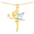 Blue Topaz Fairy Pendant With White Topaz 0.76 Carats Gold Plated Silver