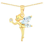 Blue Topaz Fairy Pendant With White Topaz 0.76 Carats Gold Plated Silver