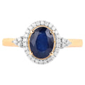 Blue Sapphire Ring With Diamonds 1.66 Carats 14K Yellow Gold
