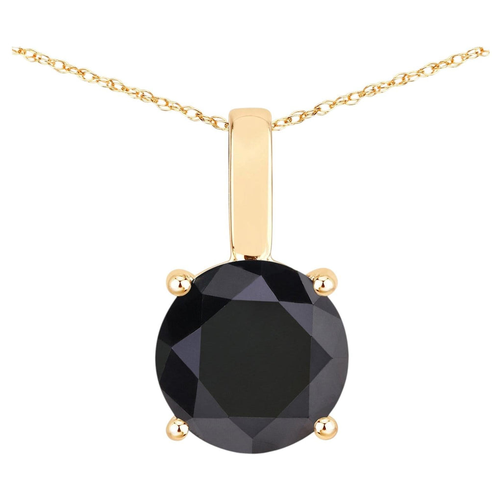 Black Diamond Pendant 3.1 Carats 14K Yellow Gold