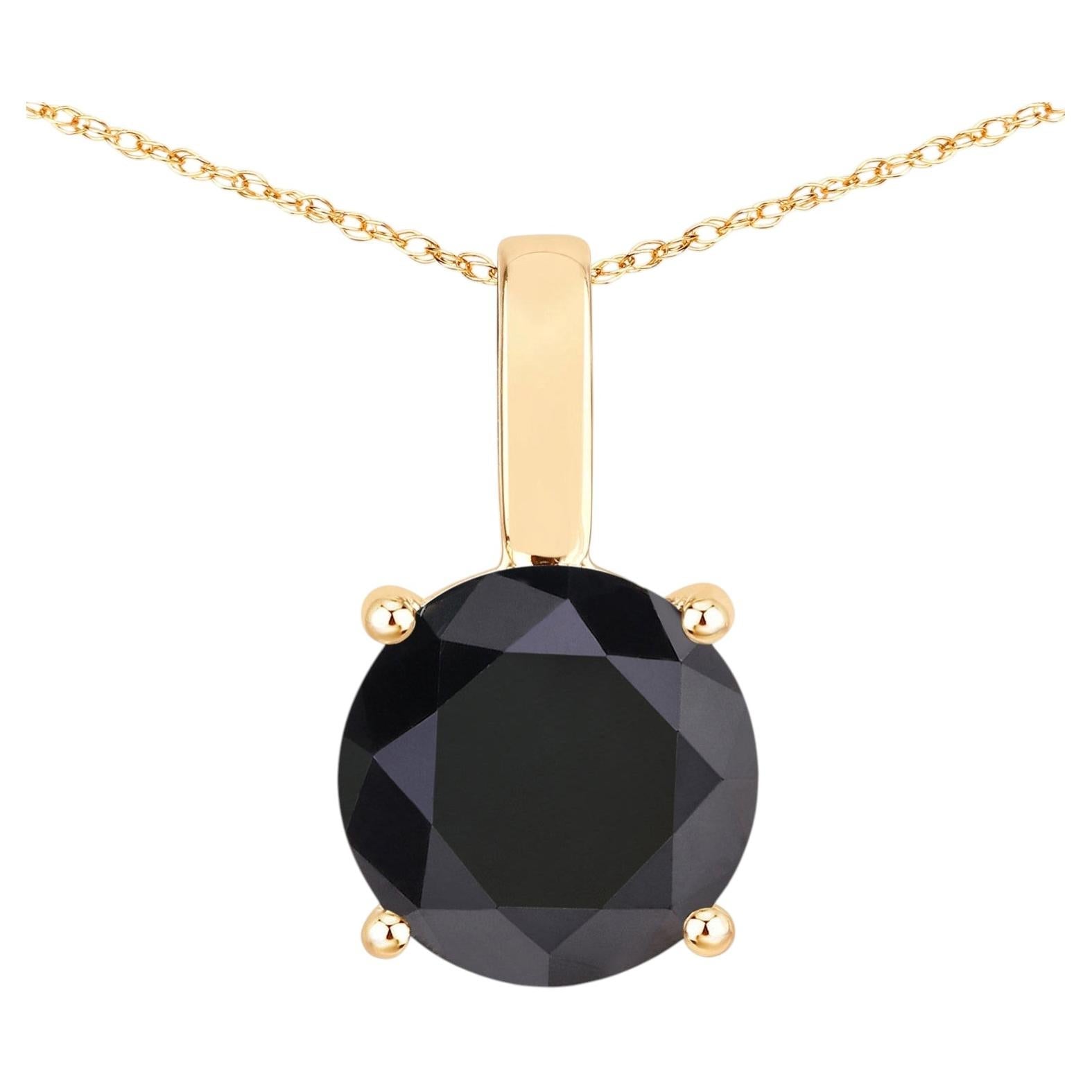 Black Diamond Pendant 3.1 Carats 14K Yellow Gold