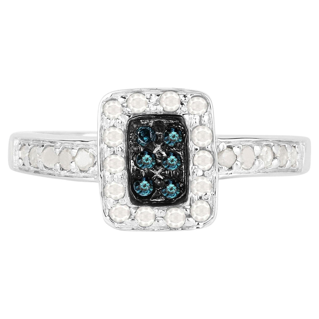 Multicolor Diamond Ring 0.34 Carats Sterling Silver