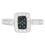 Multicolor Diamond Ring 0.34 Carats Sterling Silver