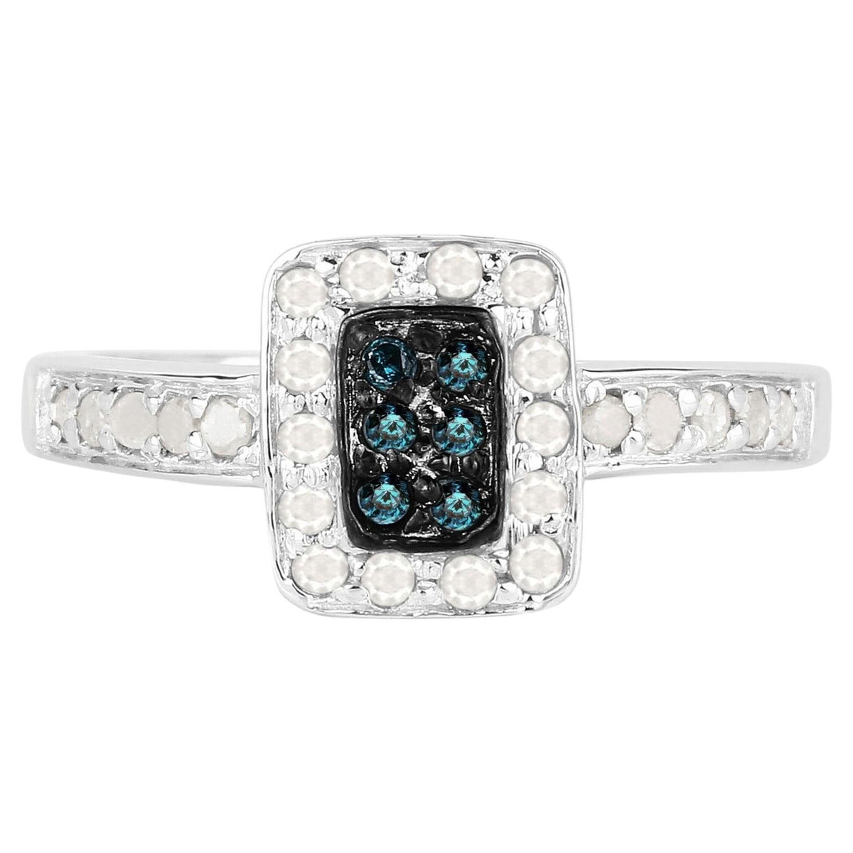 Multicolor Diamond Ring 0.34 Carats Sterling Silver