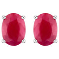 Ruby Stud Earrings 1.68 Carats 10K White Gold
