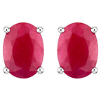 Ruby Stud Earrings 1.68 Carats 10K White Gold