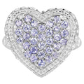 Tanzanite Heart Ring With White Topaz 1.76 Carats Sterling Silver