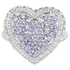 Tanzanite Heart Ring With White Topaz 1.76 Carats Sterling Silver