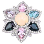 Opal Ring With Multicolor Tourmaline 5.62 Carats Sterling Silver