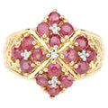 Ruby Ring With White Topaz 2.1 Carats Gold Plated Silver