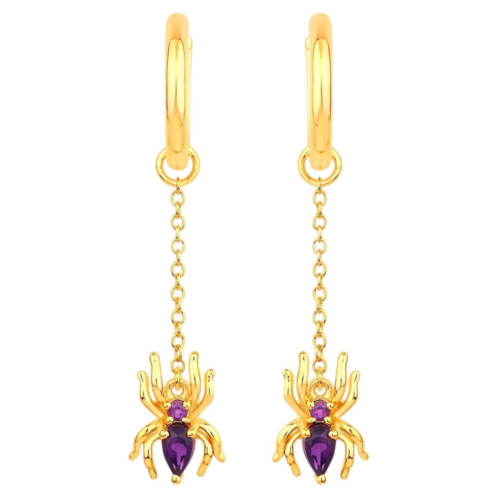 Amethyst Spider Earrings 0.4 Carats Gold Plated Silver