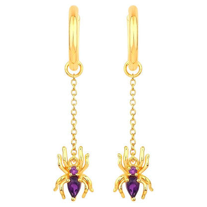 Amethyst Spider Earrings 0.4 Carats Gold Plated Silver