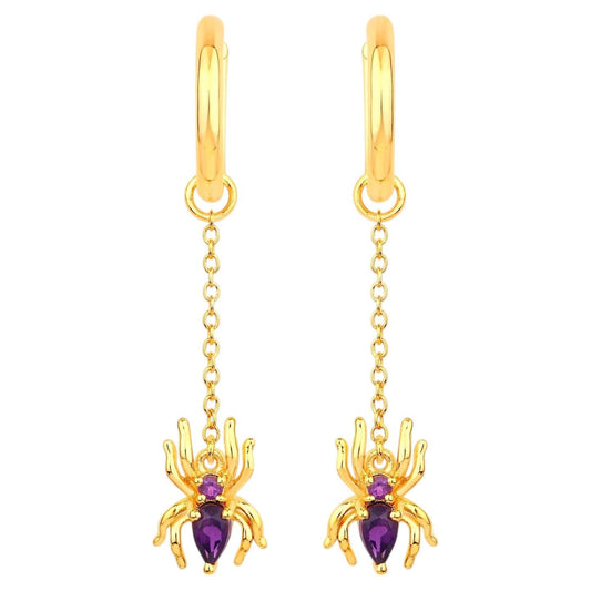 Amethyst Spider Earrings 0.4 Carats Gold Plated Silver