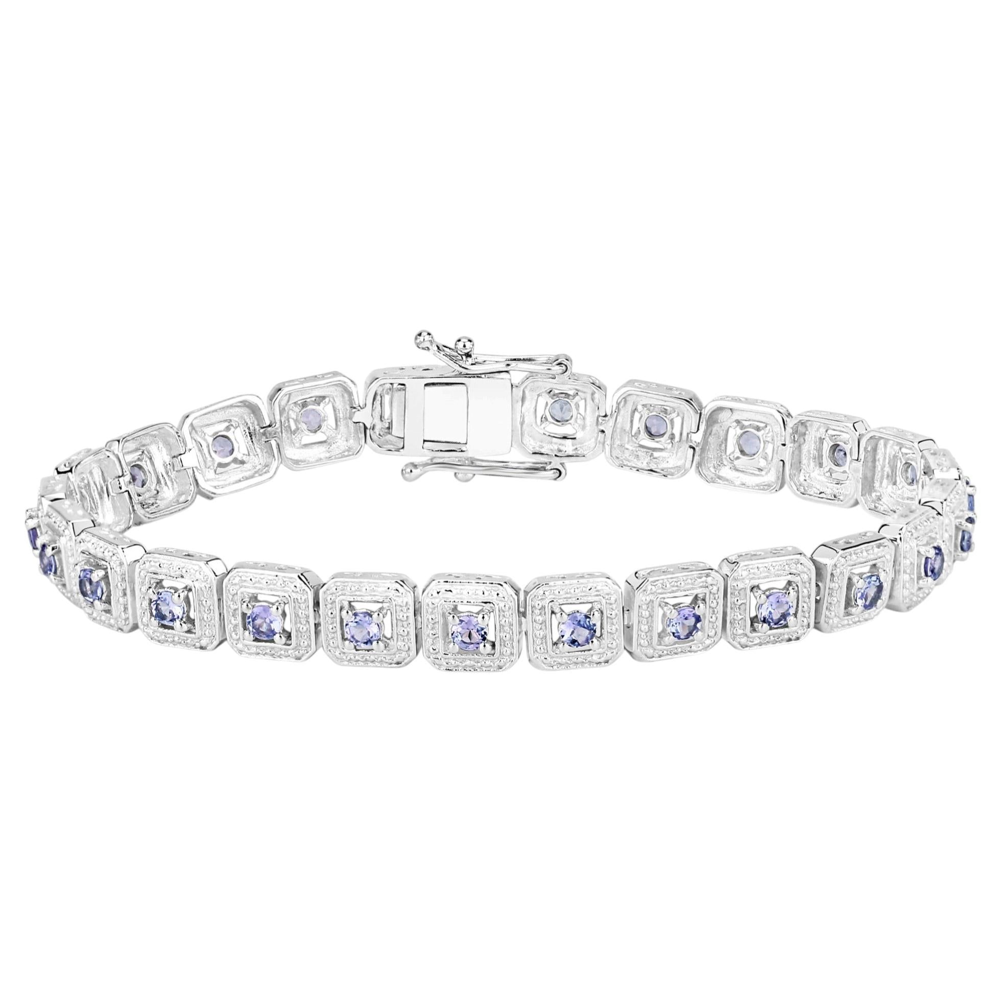 Tanzanite Tennis Bracelet 2.38 Carats Sterling Silver