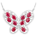 Ruby Butterfly Necklace With White Zircon 2.32 Carats Sterling Silver