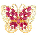 Ruby Butterfly Ring 2.98 Carats Gold Plated Silver