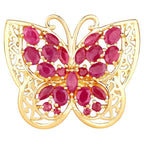 Ruby Butterfly Ring 2.98 Carats Gold Plated Silver