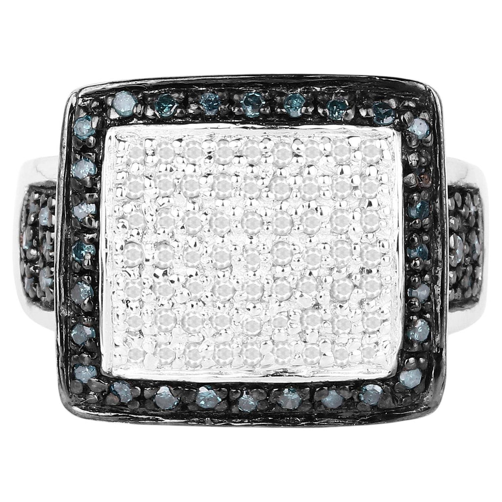 Multicolor Diamond Ring 0.6 Carats Sterling Silver