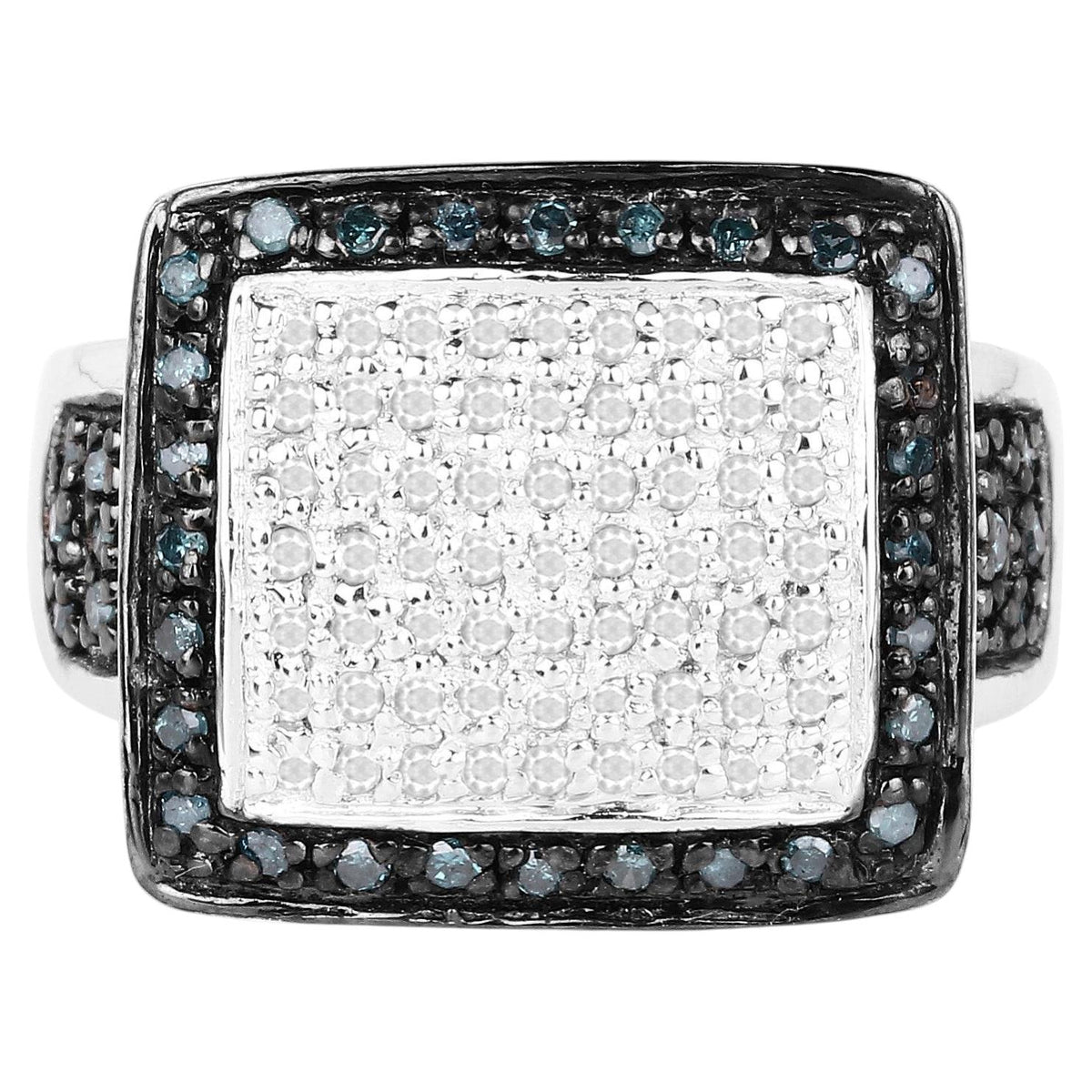Multicolor Diamond Ring 0.6 Carats Sterling Silver