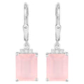 Rose Quartz Earrings With White Topaz 6.2 Carats Sterling Silver